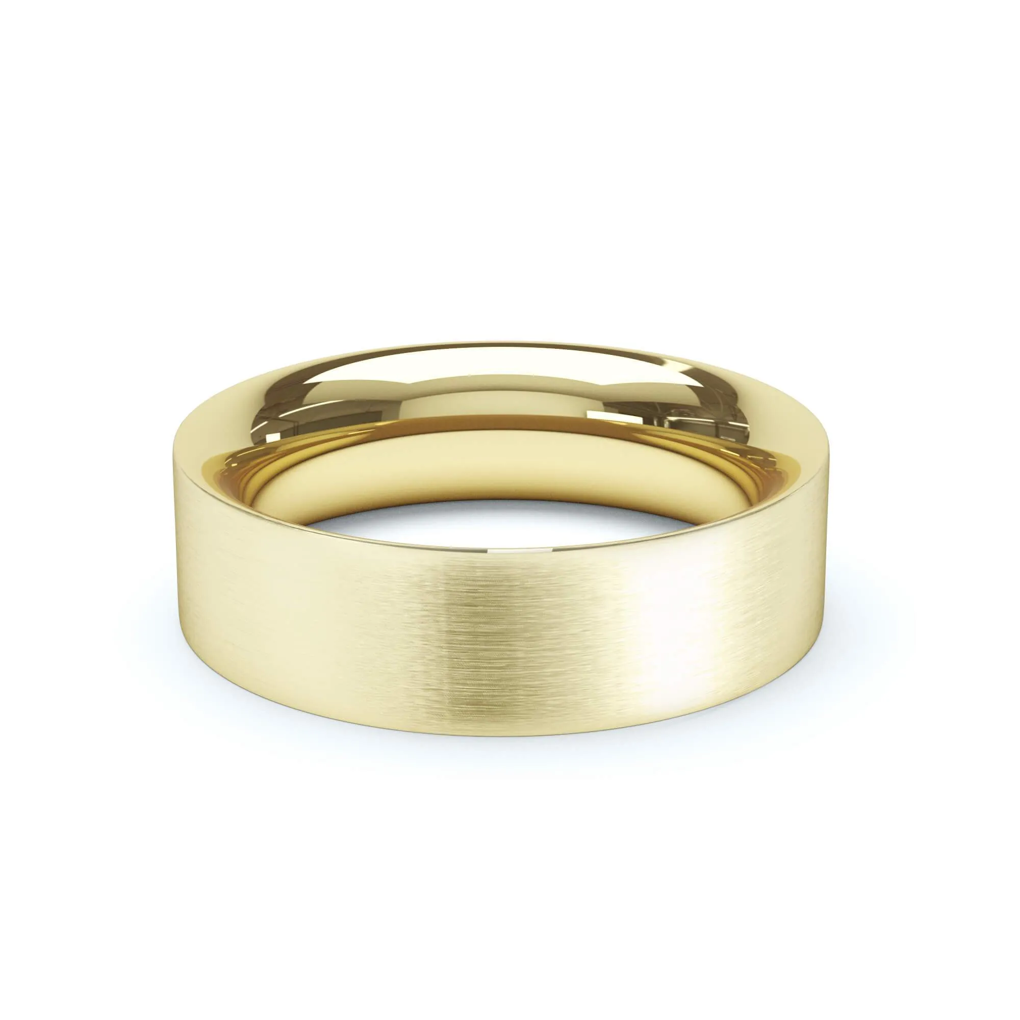 - Flat Court Profile Satin Polish Wedding Ring 18k Yellow Gold