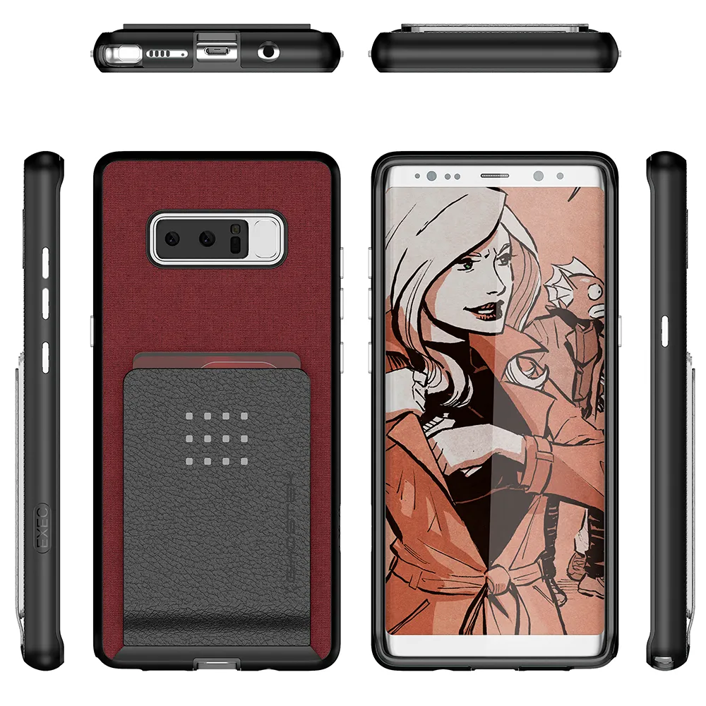 Galaxy Note 8 Case, Ghostek Exec 2 Slim Hybrid Impact Wallet Case for Samsung Galaxy Note 8 Armor | Red