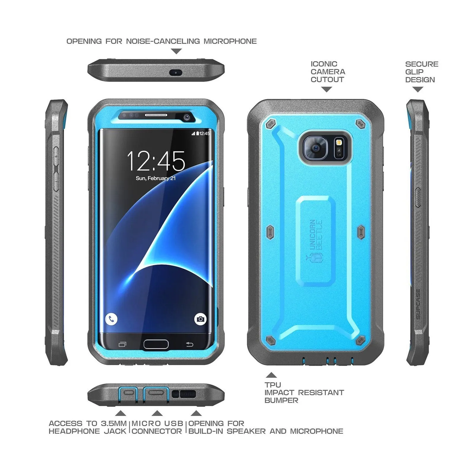 Galaxy S7 Edge Unicorn Beetle Pro Full Body Rugged Holster Case-Blue