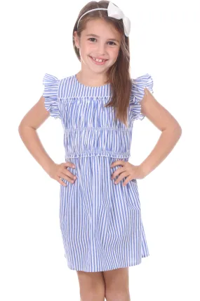 Girls Royal Blue and White Stripe Dress