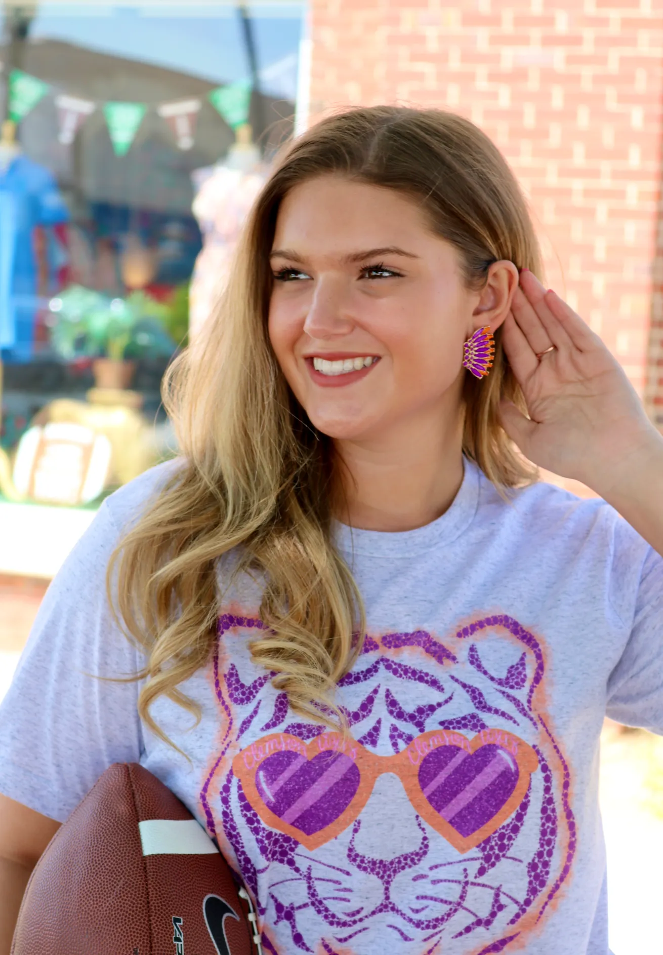 Glam Fan Earring | Purple   Orange