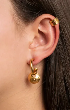 Gold Charm Hoop Earrings