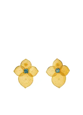 Gold Plated Natural Stone Filigree Earrings