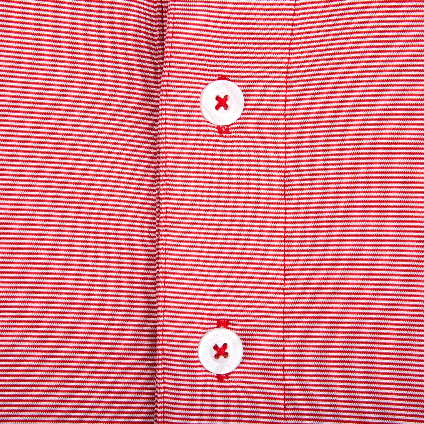 Hairline Stripe Performance Polo - Red