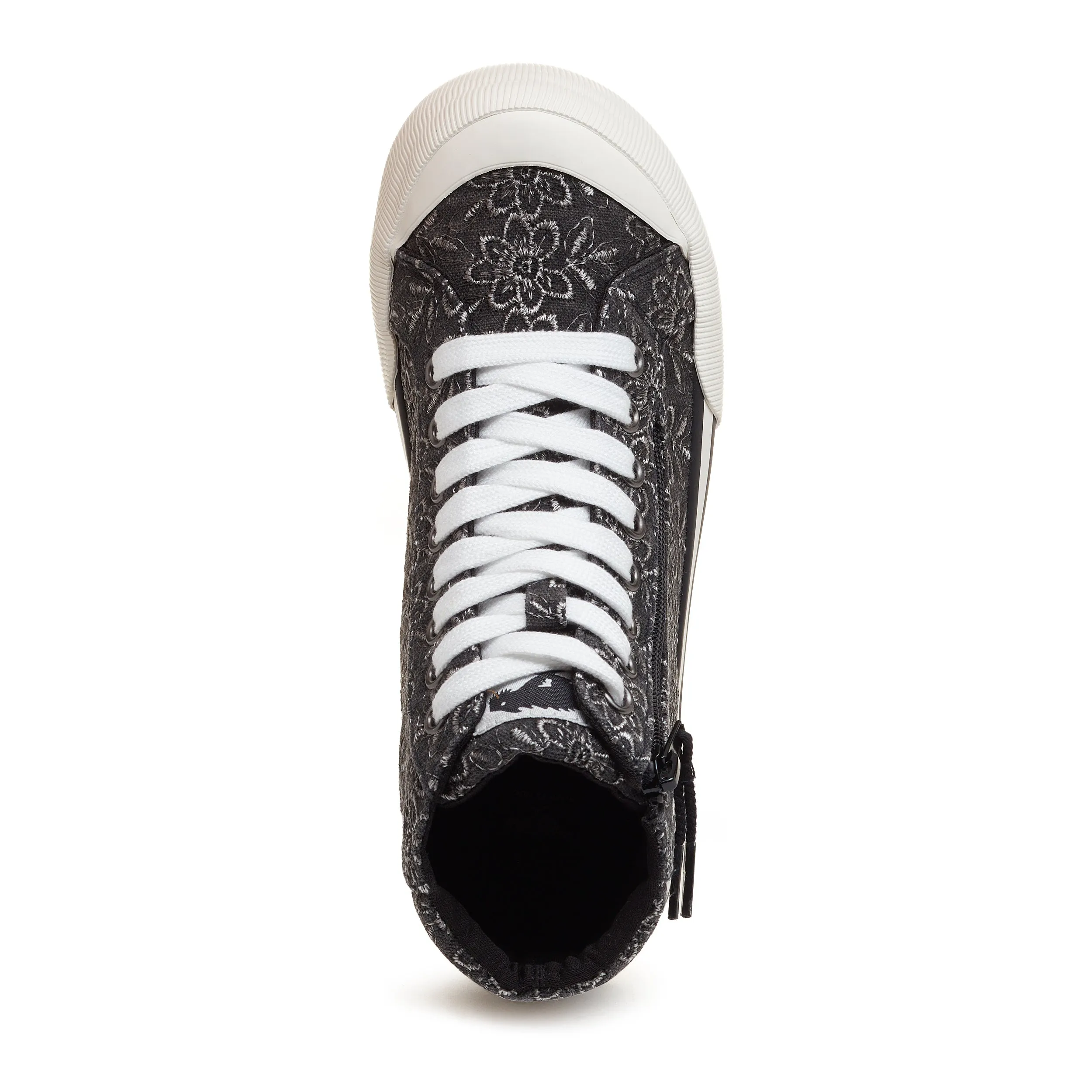 Jazzin Black Eyelet Floral High Top Trainers