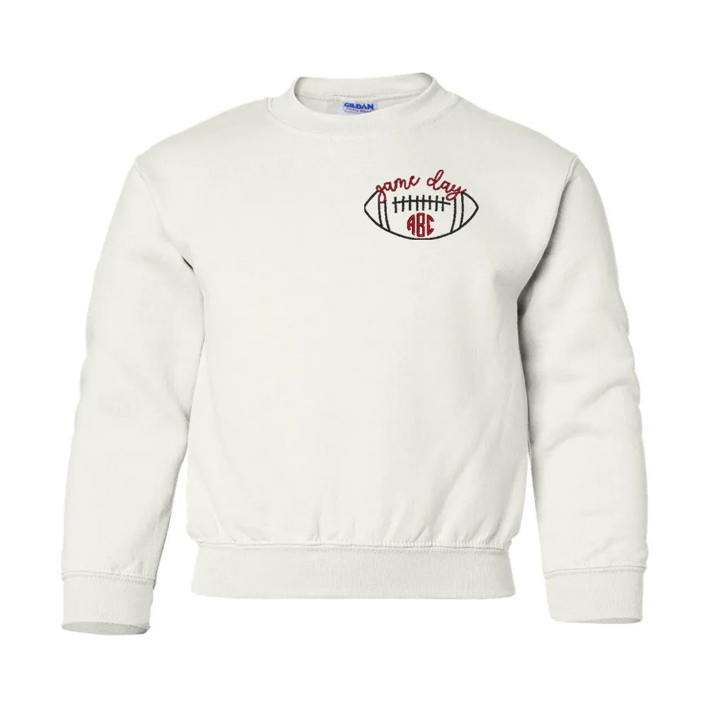 Kids Monogrammed Football Game Day Crewneck Sweatshirt