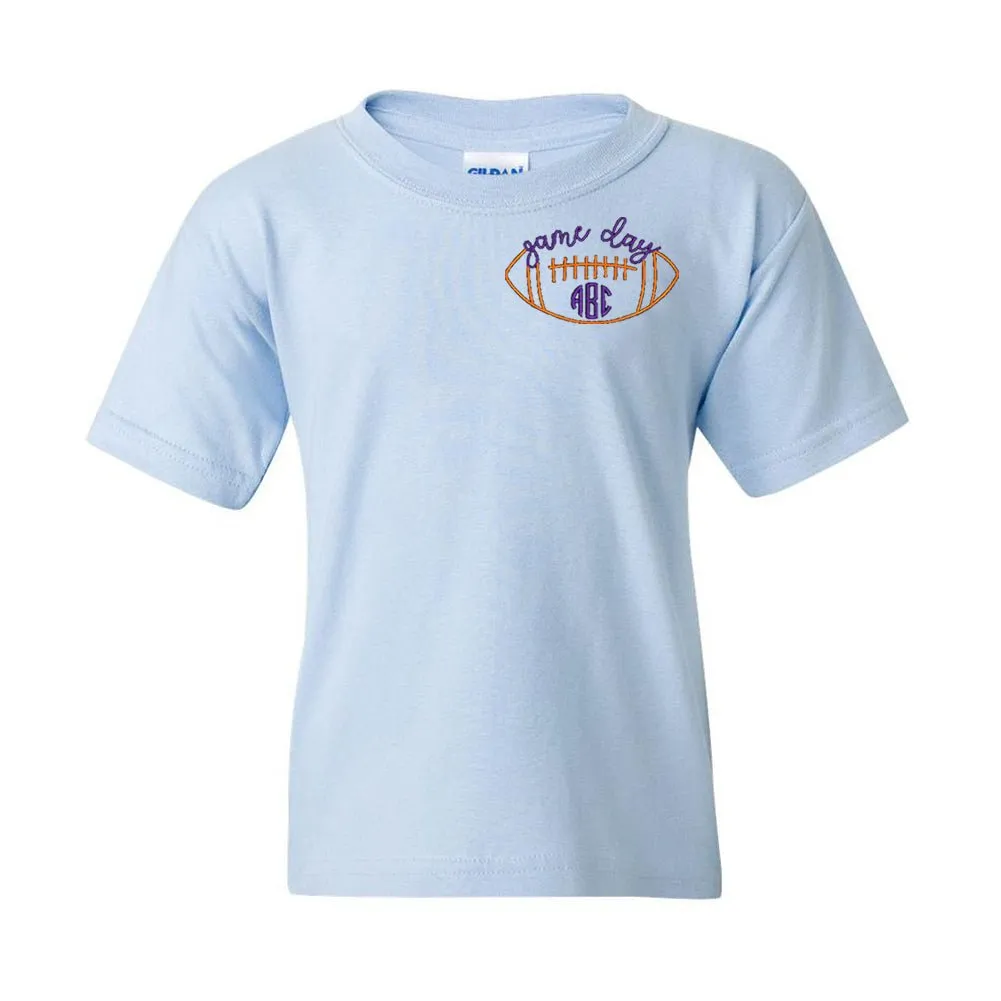 Kids Monogrammed Football Game Day T-Shirt