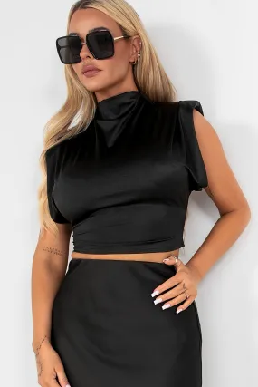 Lainey Black High Neck Top