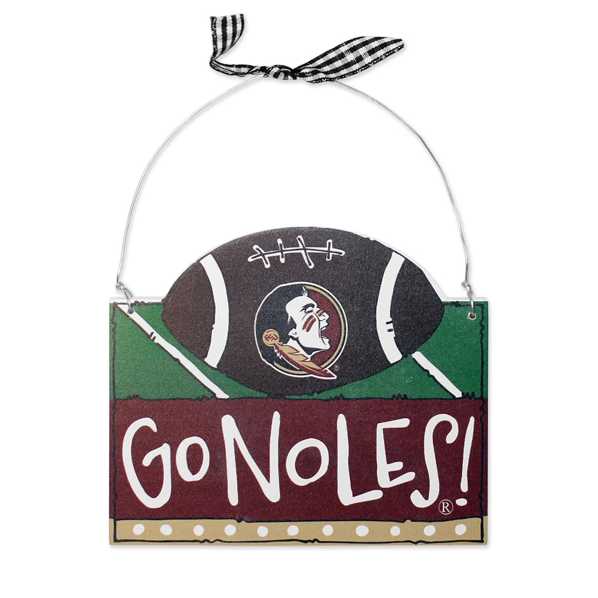 Magnolia Lane Go Noles Football Design 4.5" Wooden Ornament