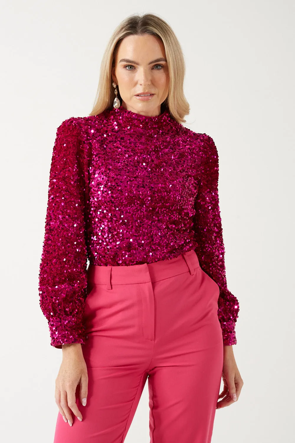 Marc Angelo Sequin High Neck Top