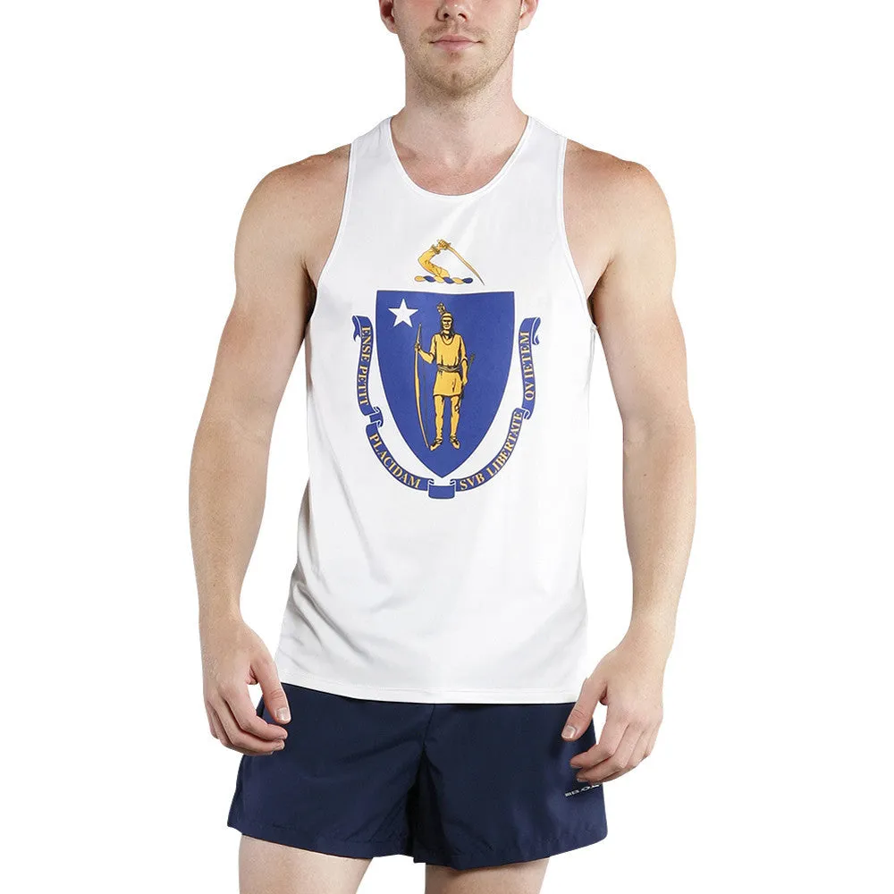 Men's Printed Singlet- Massachusetts