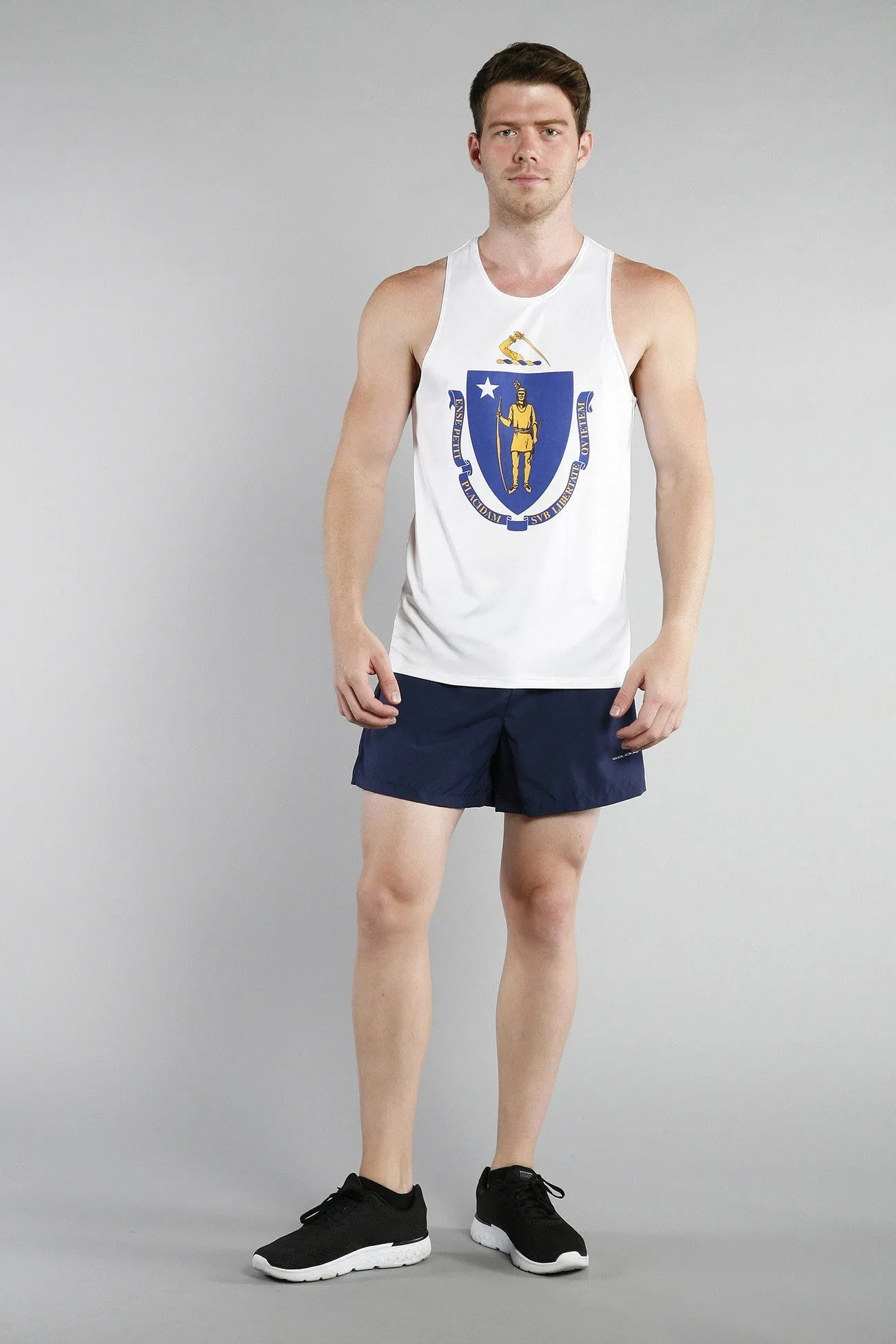 Men's Printed Singlet- Massachusetts