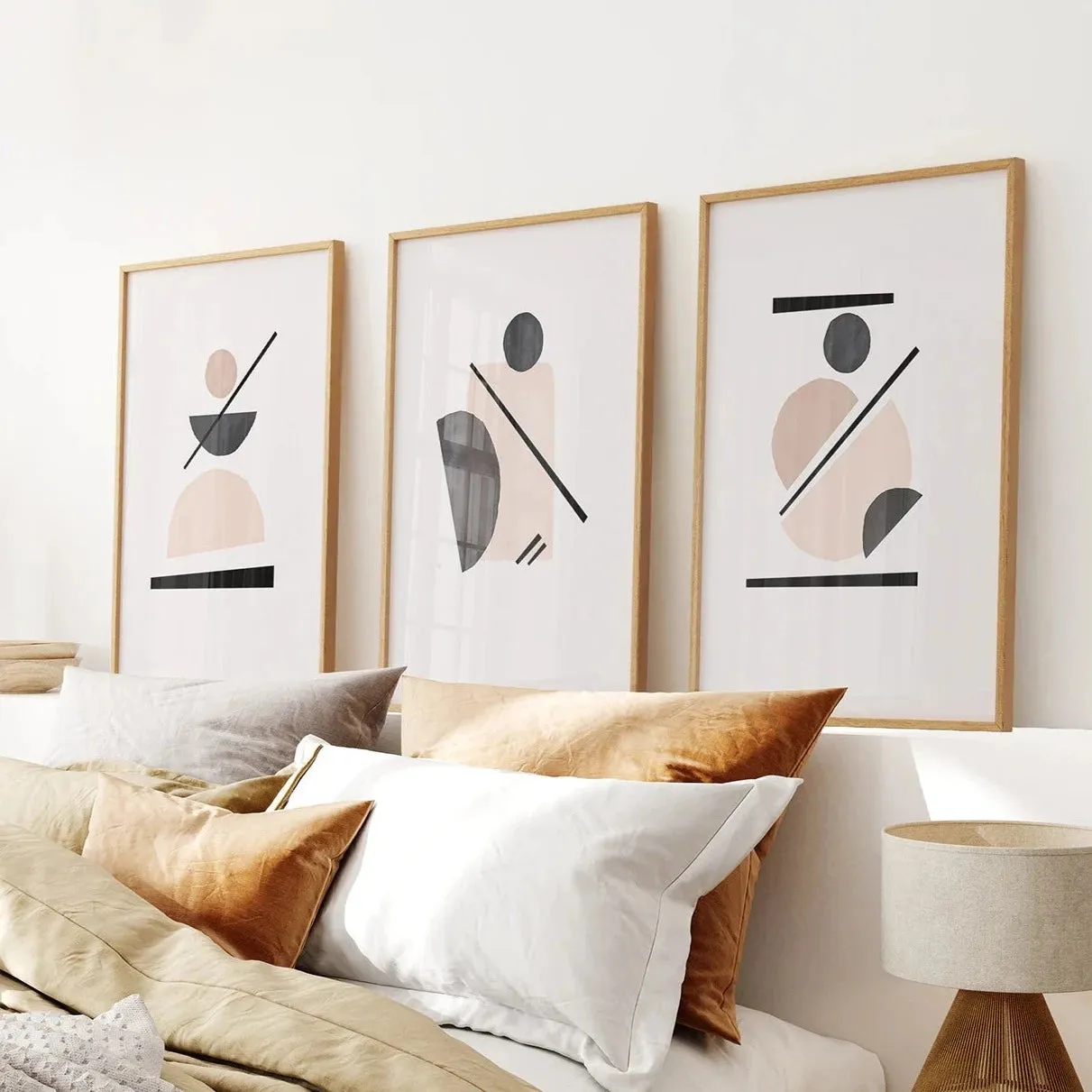 Mid-Century Modern Art Set: 3 Piece Geometric Abstract Prints