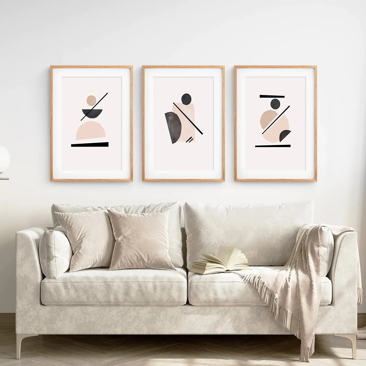 Mid-Century Modern Art Set: 3 Piece Geometric Abstract Prints