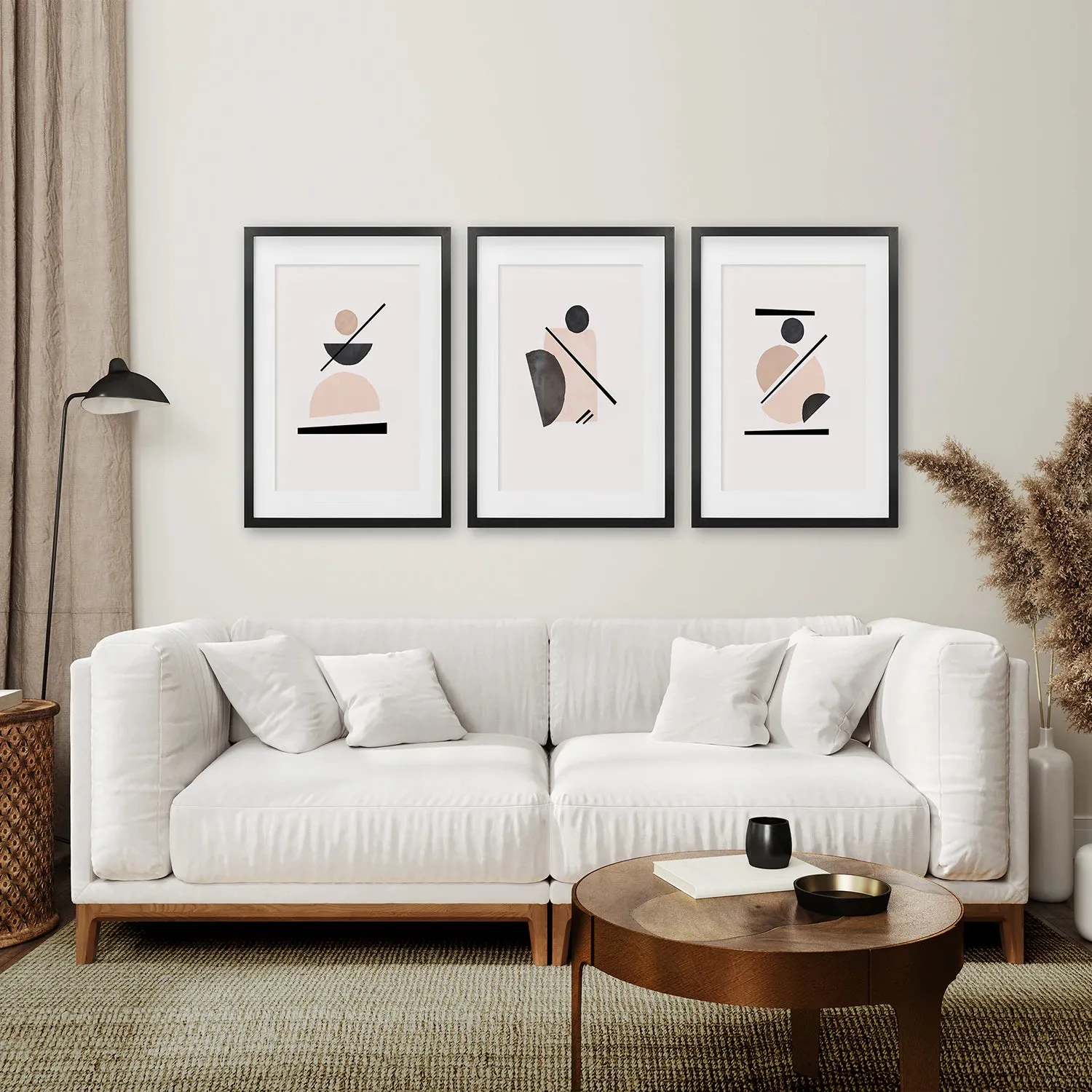 Mid-Century Modern Art Set: 3 Piece Geometric Abstract Prints