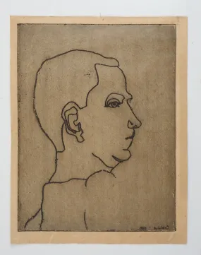 Mid Century Portrait Etching