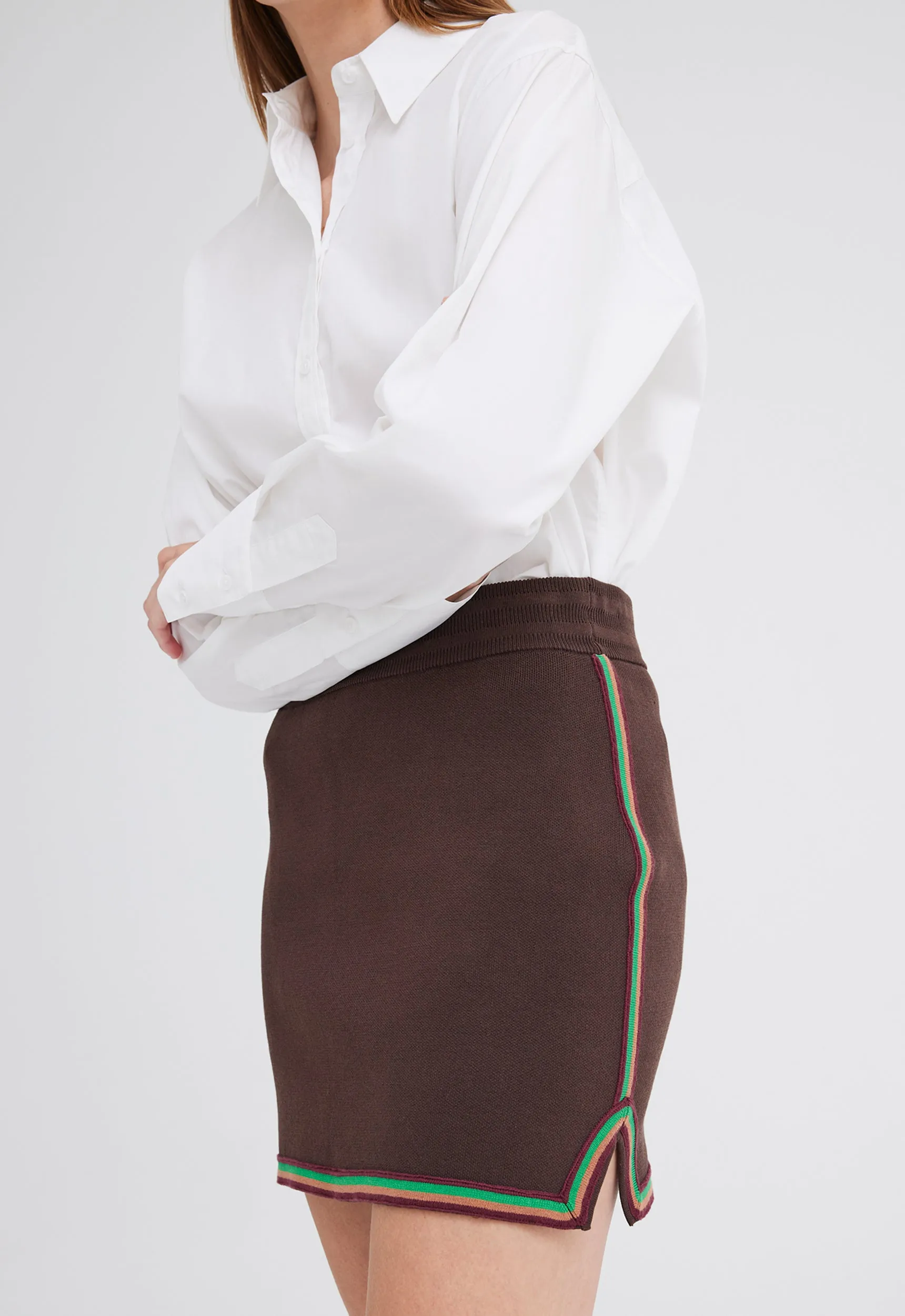 NAGNATA Symbol Track Skirt - Chocolate Brown