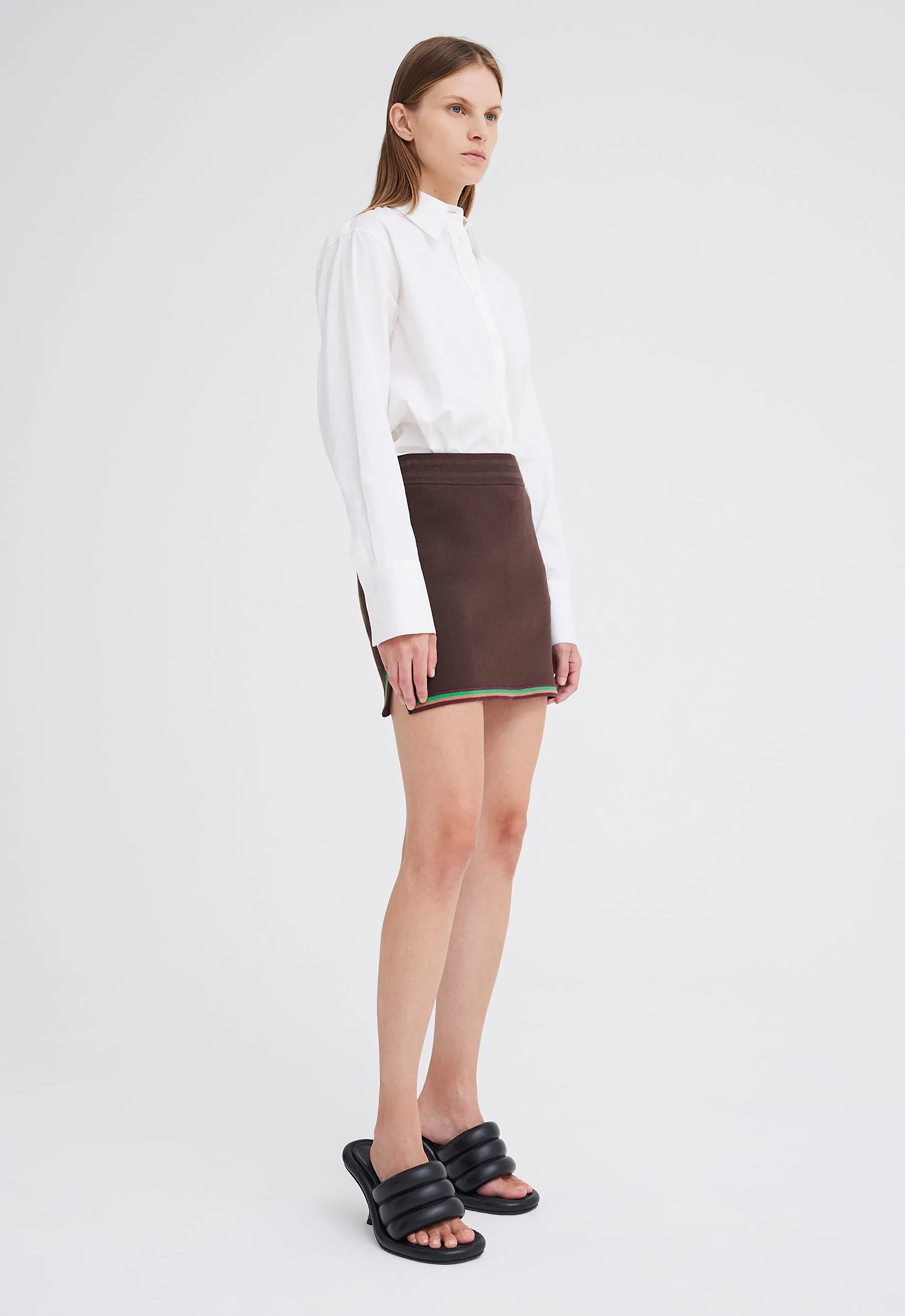 NAGNATA Symbol Track Skirt - Chocolate Brown