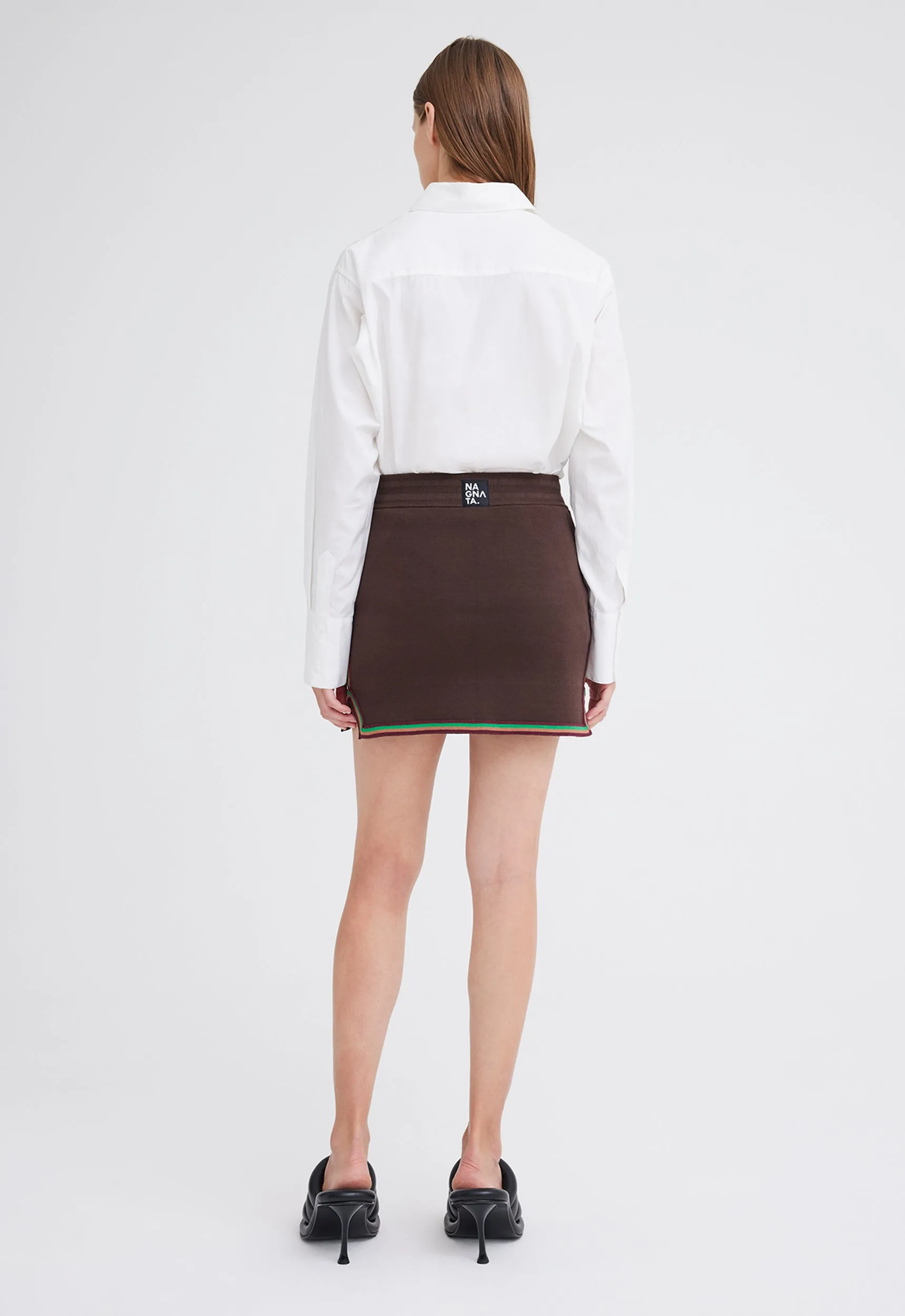 NAGNATA Symbol Track Skirt - Chocolate Brown