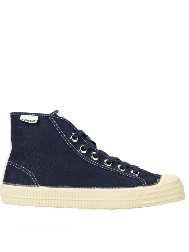 Novesta Star Dribble Contrast High Top in Navy Beige