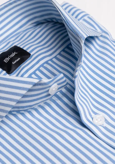 Pale Blue Performance Stretch Stripes Shirt - Wrinkle Free