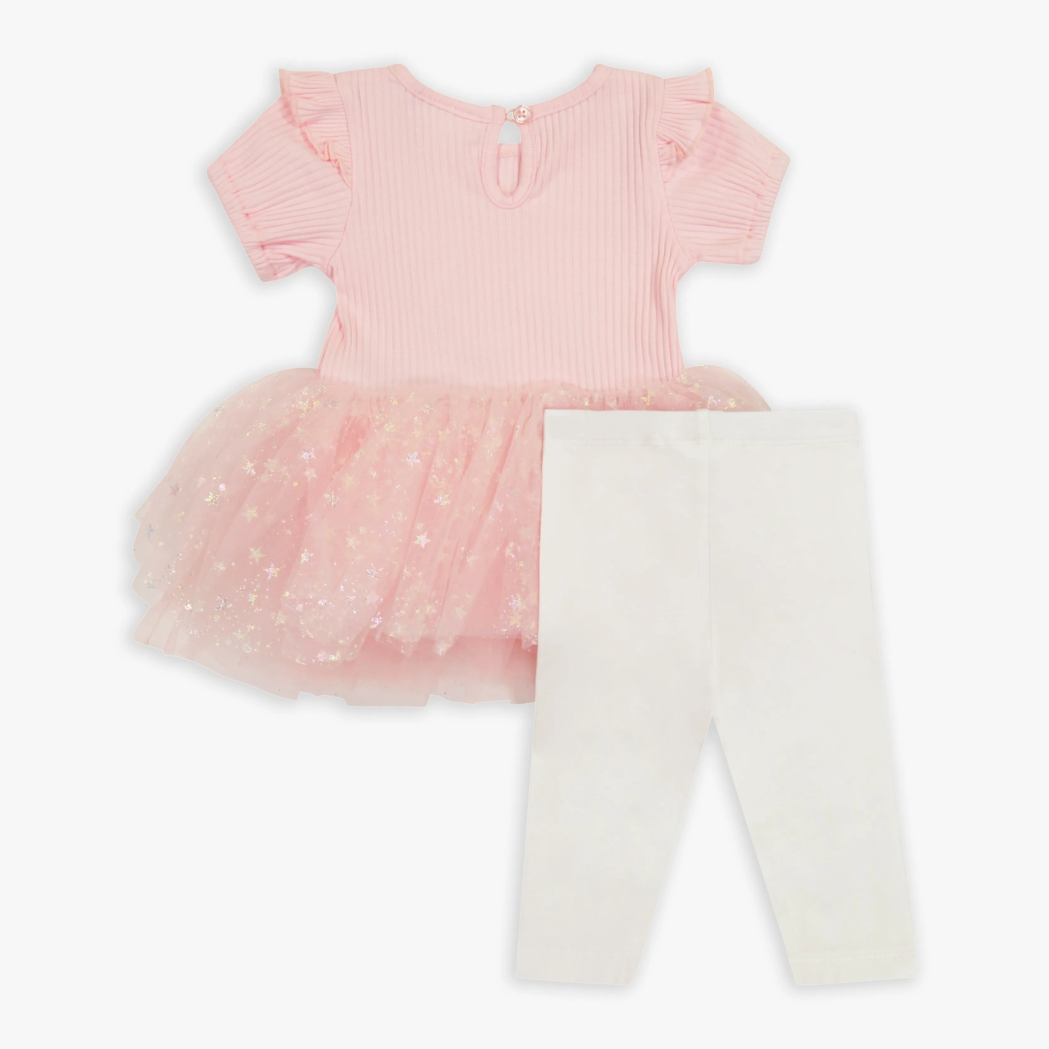 Pink Iridescent Star Tutu Top & Legging Set