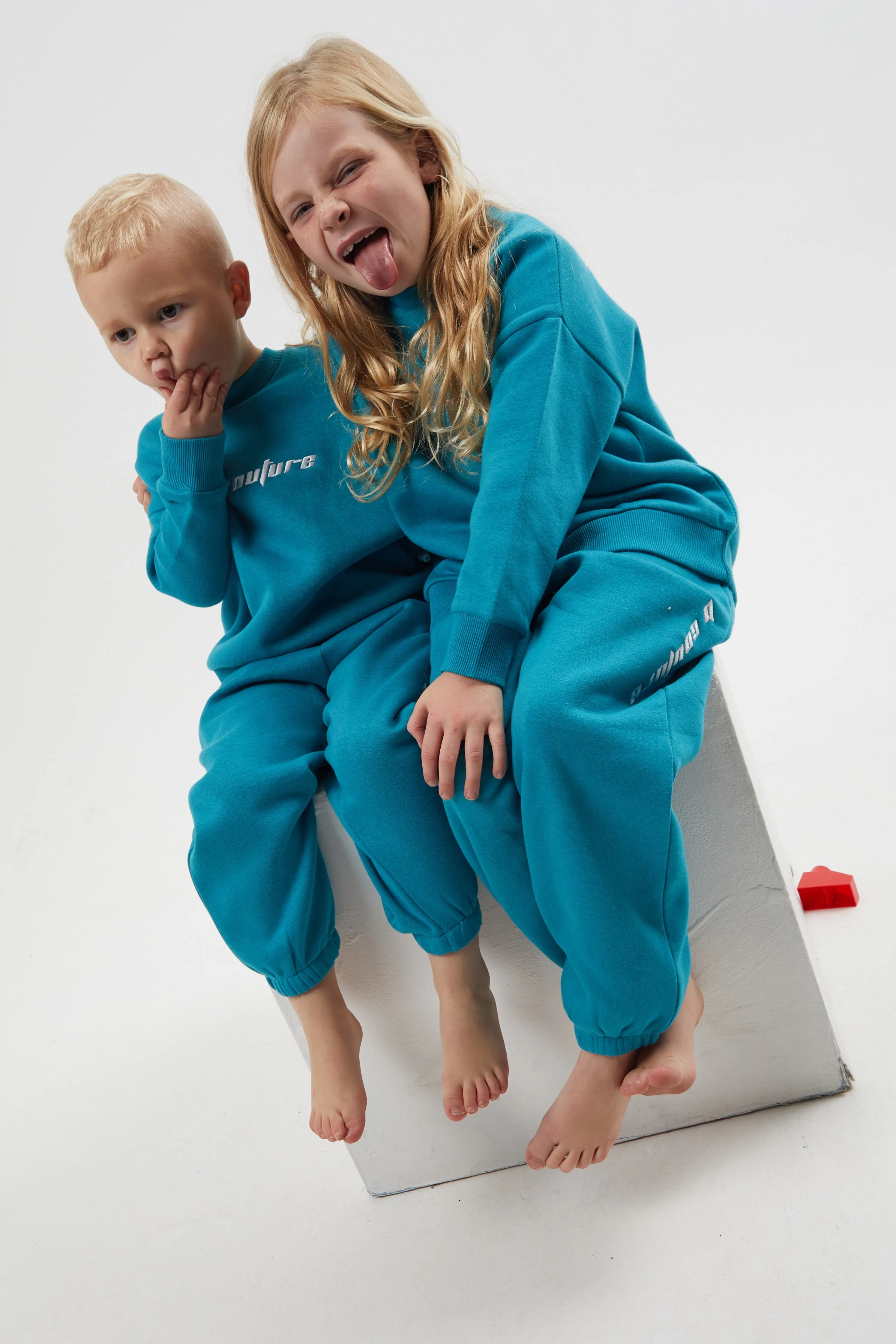 Plympton Fleece Crew Tracksuit Kids - Teal