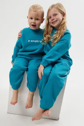 Plympton Fleece Crew Tracksuit Kids - Teal