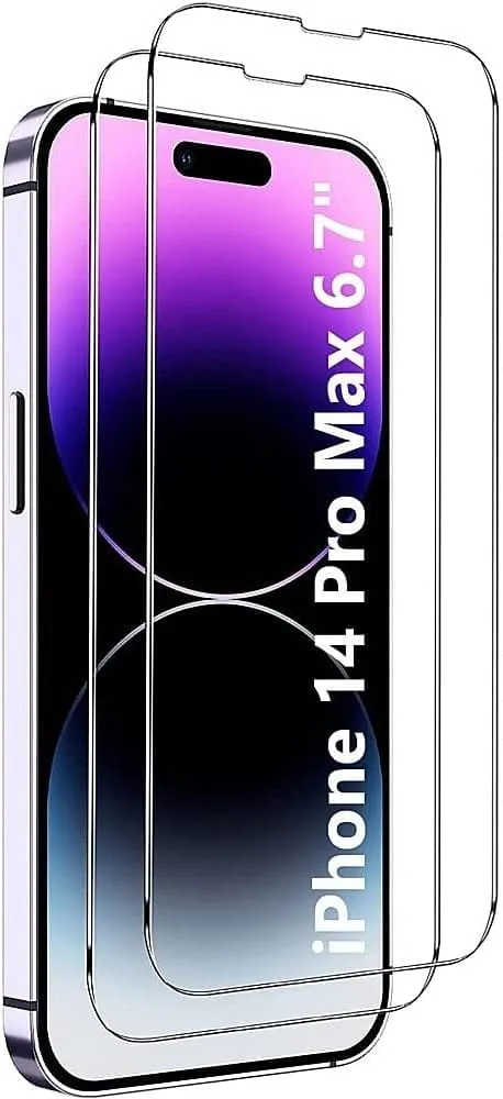 Purple Marble Series Case with Tempered Glass Screen and Camera Protector - iPhone 14 Pro Max