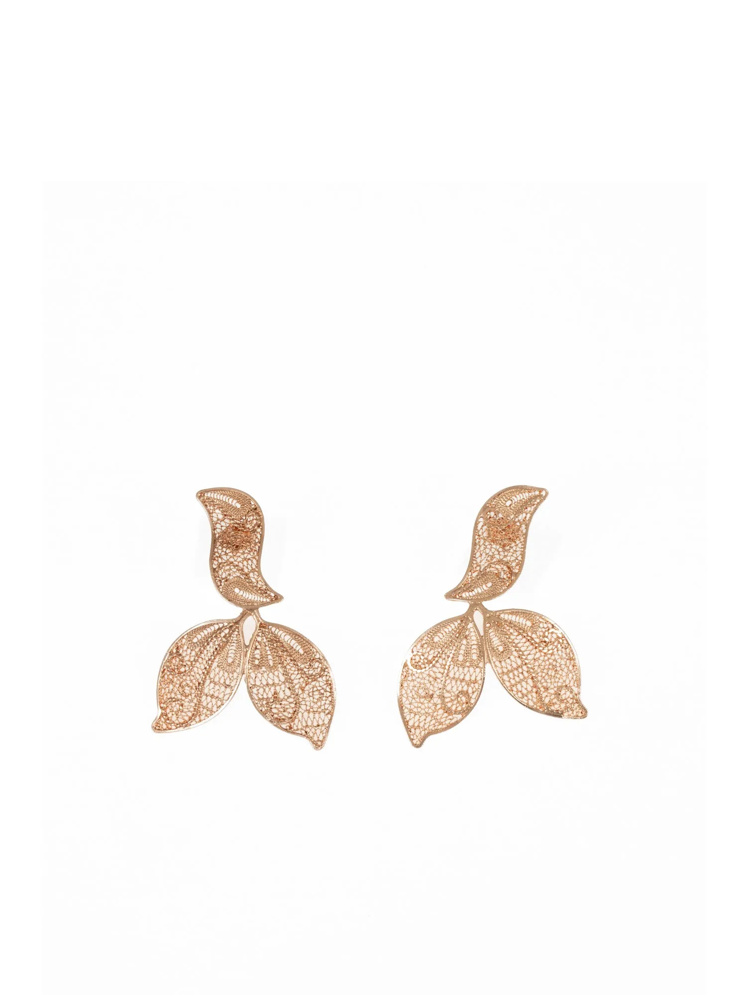 Rose gold Leafy Filigree Earrings