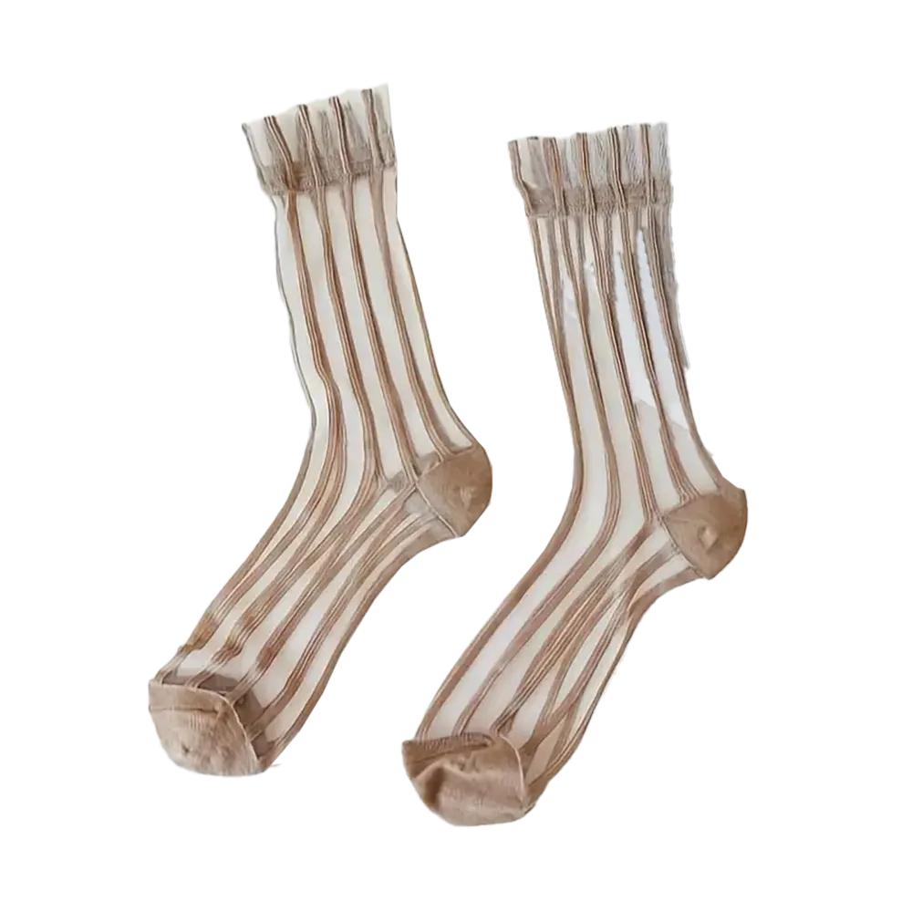 Ultra-Thin Striped Glass Silk Socks