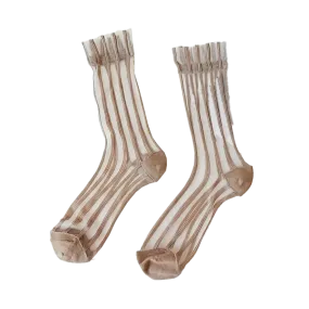 Ultra-Thin Striped Glass Silk Socks