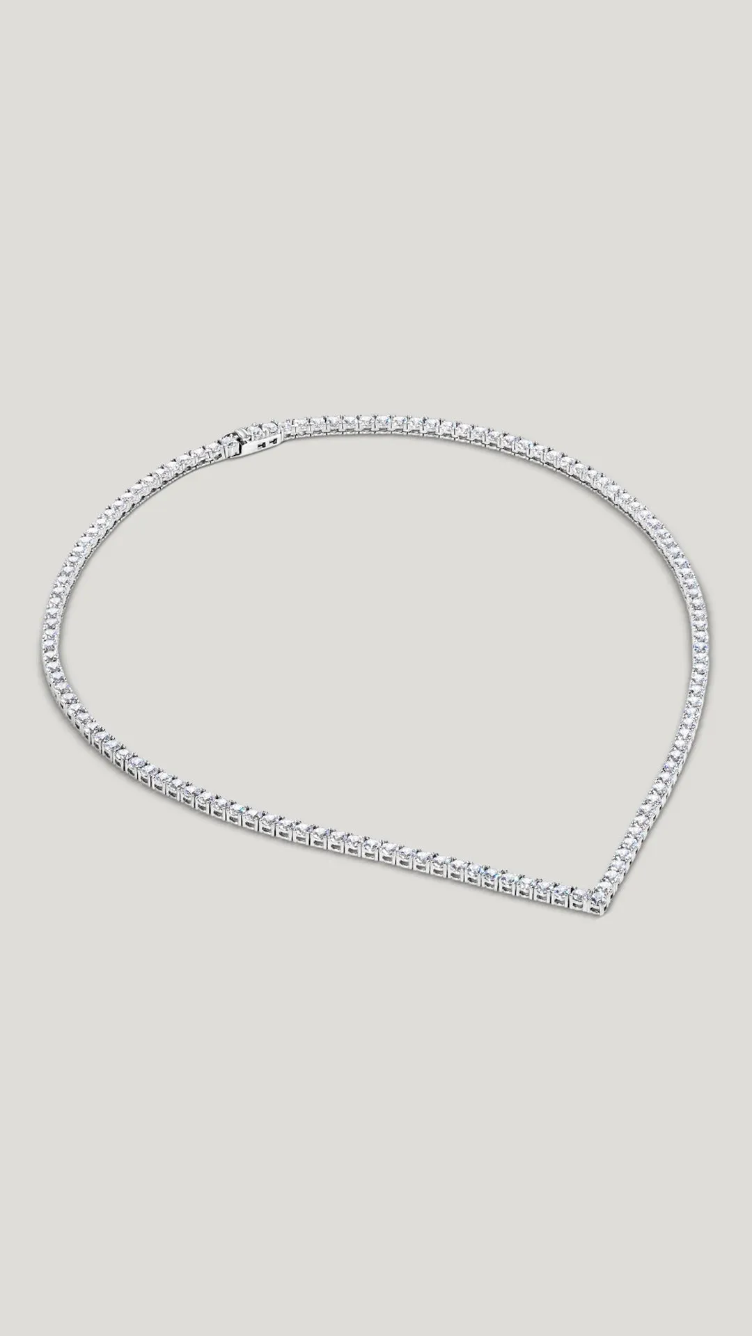 Vee Line Necklace White Gold Plated