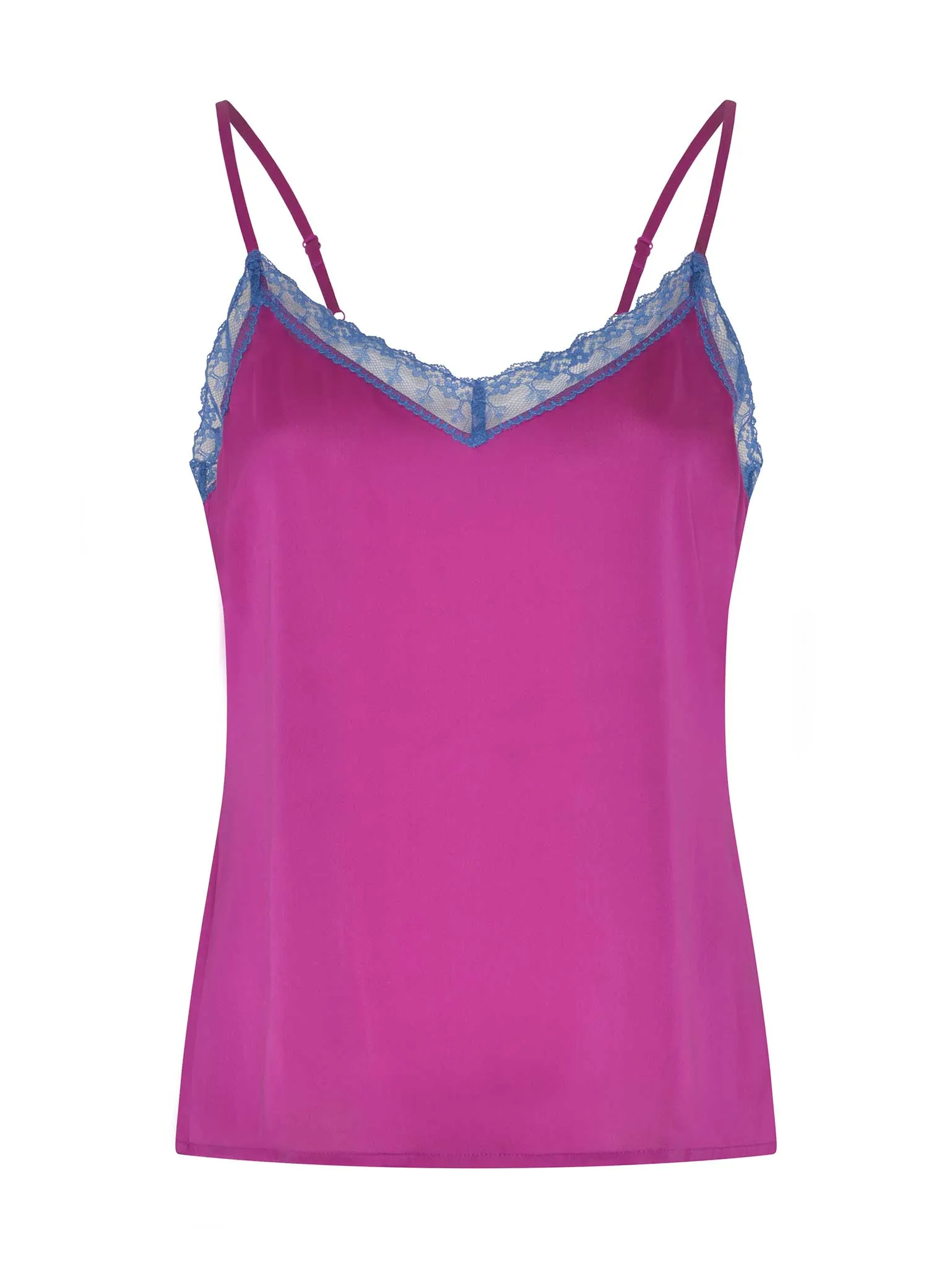 Yasmin Lace Top in Purple with Blue Trim